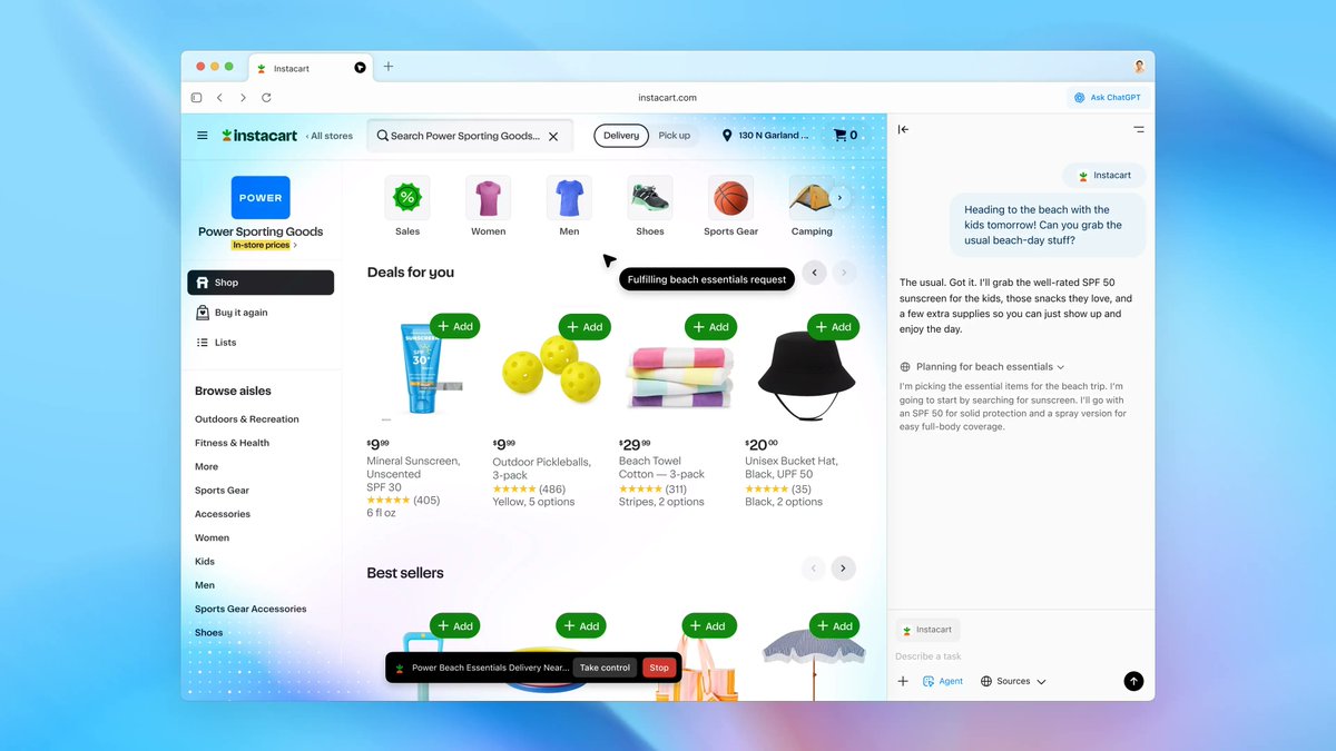 jqueryscript's tweet image. OpenAI just launched their first web browser, and it&apos;s packed with features that change how you interact with the internet:

🤖 Side Chat: ChatGPT sits in a sidebar and can see what&apos;s on your screen—no more copying and pasting
🧠 Browser Memory: Remembers sites you&apos;ve visited and…