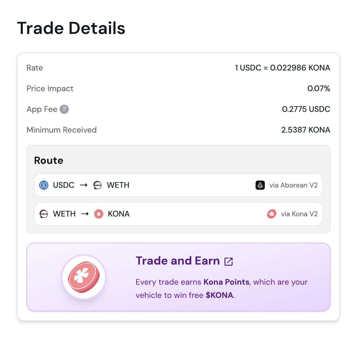 KonaDeFi's tweet image. Kona Swap now routes over @AboreanFi V2, with Aborean V3 support coming soon.

Get the best rate across Kona, Aborean, and Abstract Swap now in the Kona interface with the Kona aggregator.

Let&apos;s boost fee production for the whole ecosystem.