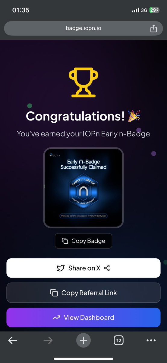 isaacmichael__'s tweet image. I just claimed my Early n-Badge from @IOPn_io! 🚀
Join the identity revolution:
badge.iopn.io/?ref=PORSI7UA