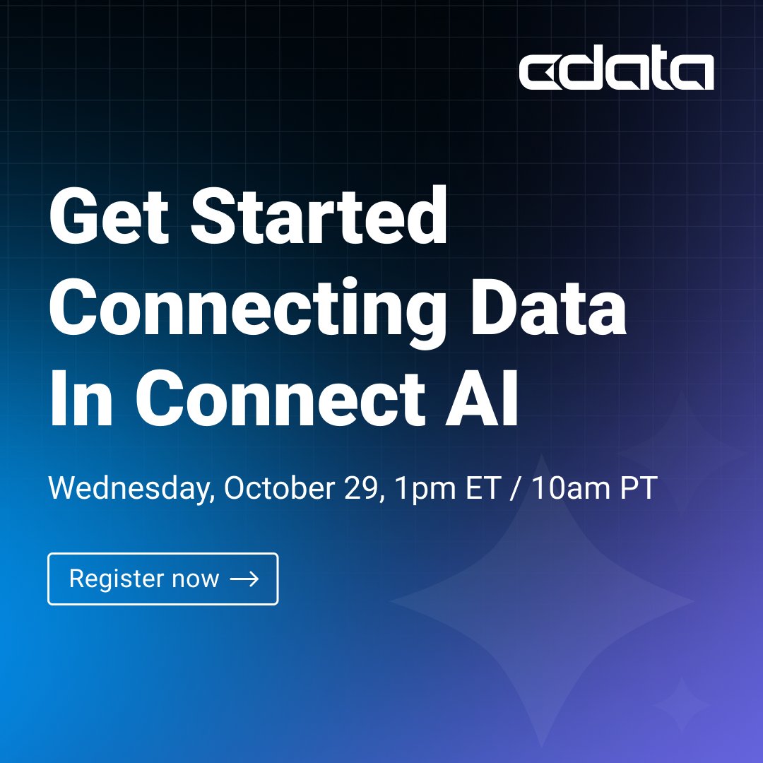cdatasoftware's tweet image. 🧠 Your AI is only as smart as the data it can access. Join our live Connect AI demo to see how MCP connects AI directly to your live business data—securely!
Live on LinkedIn or register for more: bit.ly/4ntn3C0
#CData #ConnectAI #AI #MCP #DataIntegration #NoCode