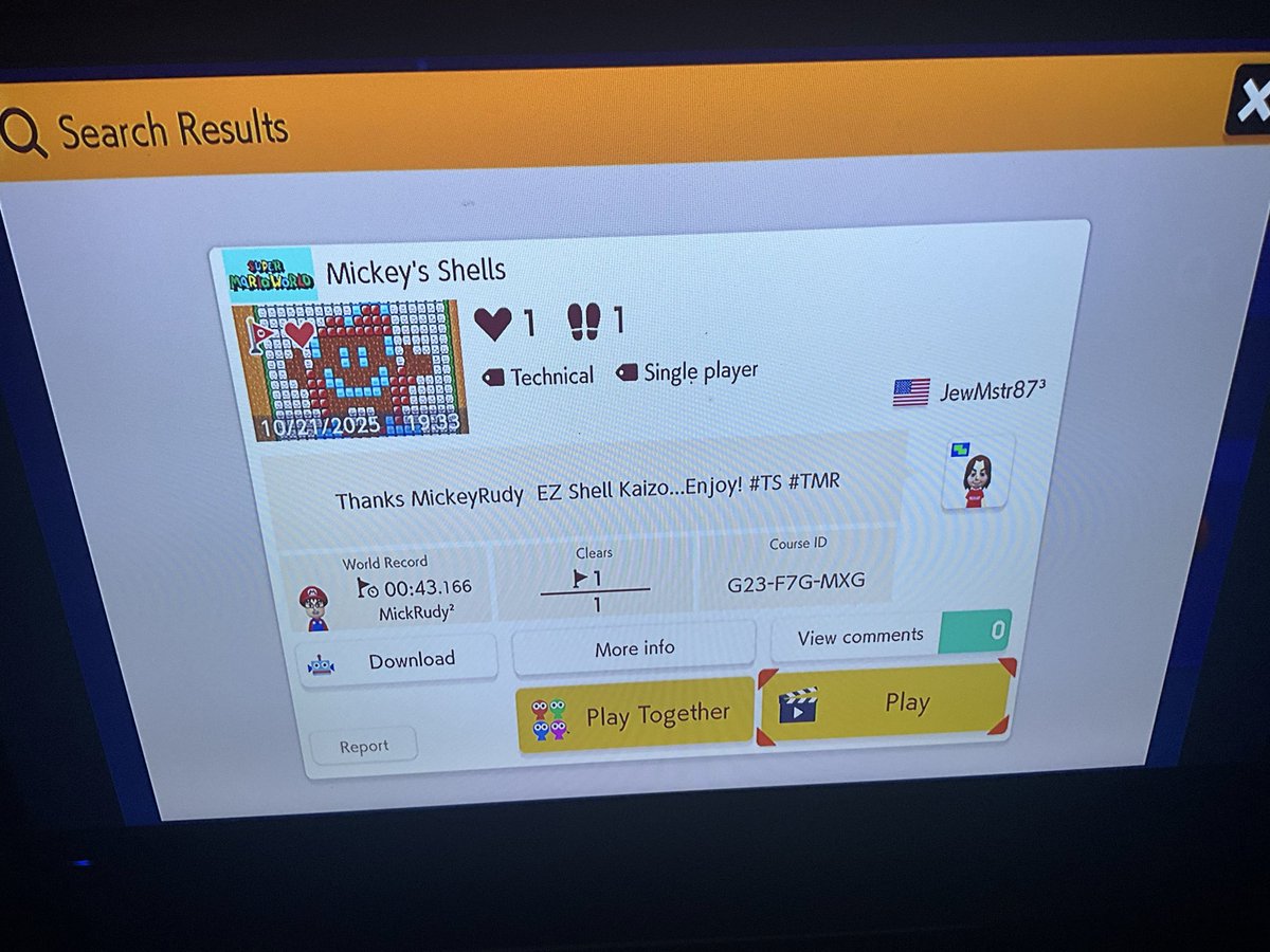 Mario_brahs's tweet image. One shot! Tysm for the dedication, Andrew. #TeamShell #SuperMarioMaker2 #NintendoSwitch