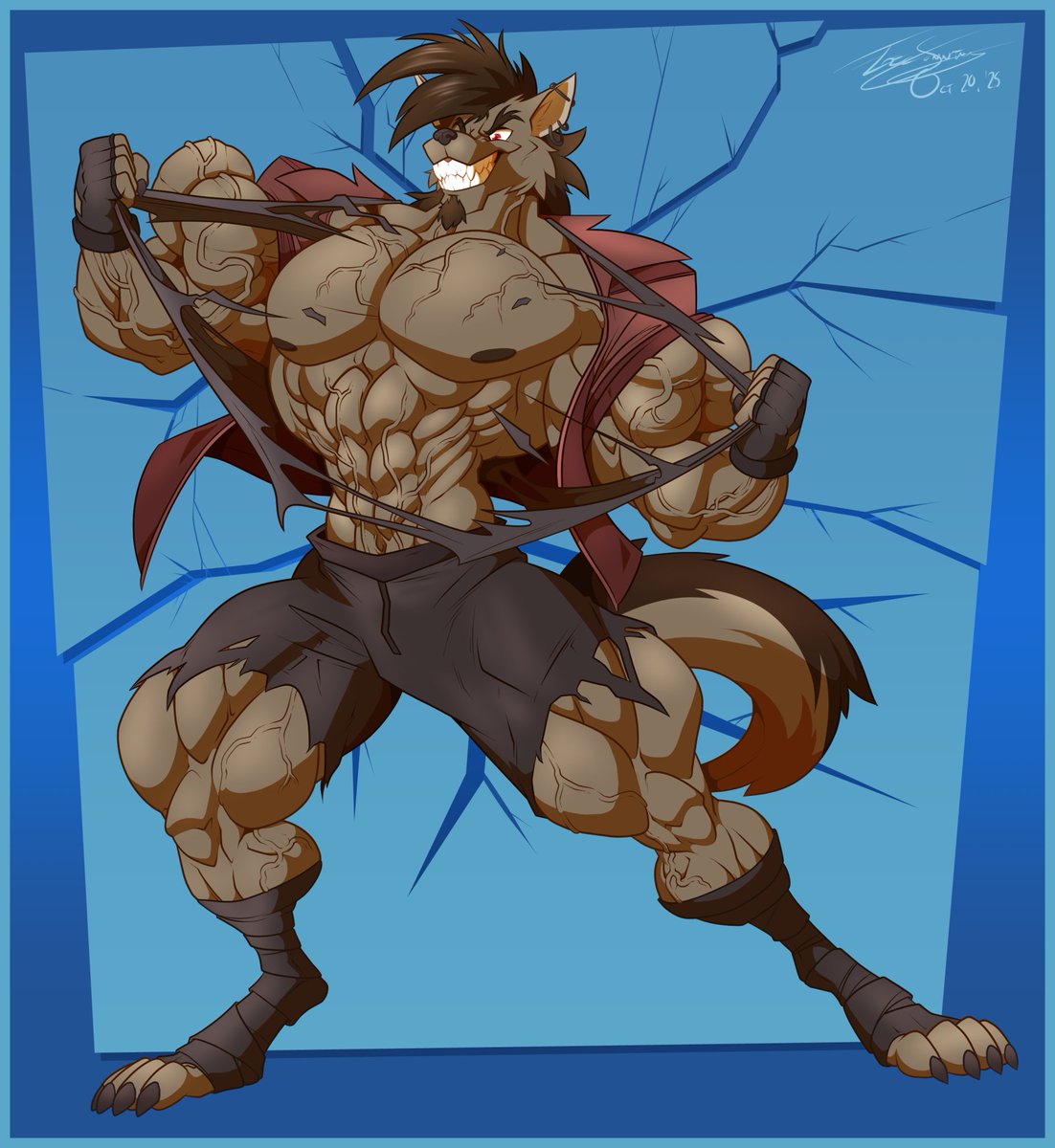Took a bit longer than I hoped but here it is, the next comm in the lineup, this one for Kaioat!

Always a little funny whenever I'm asked for the character to be drawn 'manually' ripping a shirt off, because I have to remind myself
"Oh right, that's always an option too"