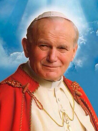 #22Oct ✝️
SAN JUAN PABLO II
(M.L)

Papa 264. El 3er pontificado más largo

KAROL WOJTYLA nació el #18May de 1920 en Wadowice #Polonia 🇵🇱

Símbolo del anticomunismo, visitó 129 países

📚 14 encíclicas

Murió el #2Abr de 2005 en el #Vaticano 

SAN JUAN PABLO II, RUEGA POR NOSOTROS