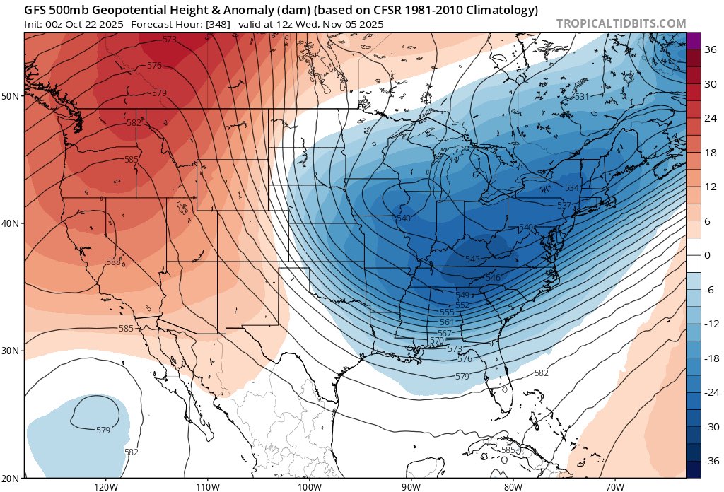 chazzzwx's tweet image. 00z GFS with a deep freeze early November 🥶

#LOCKITIN