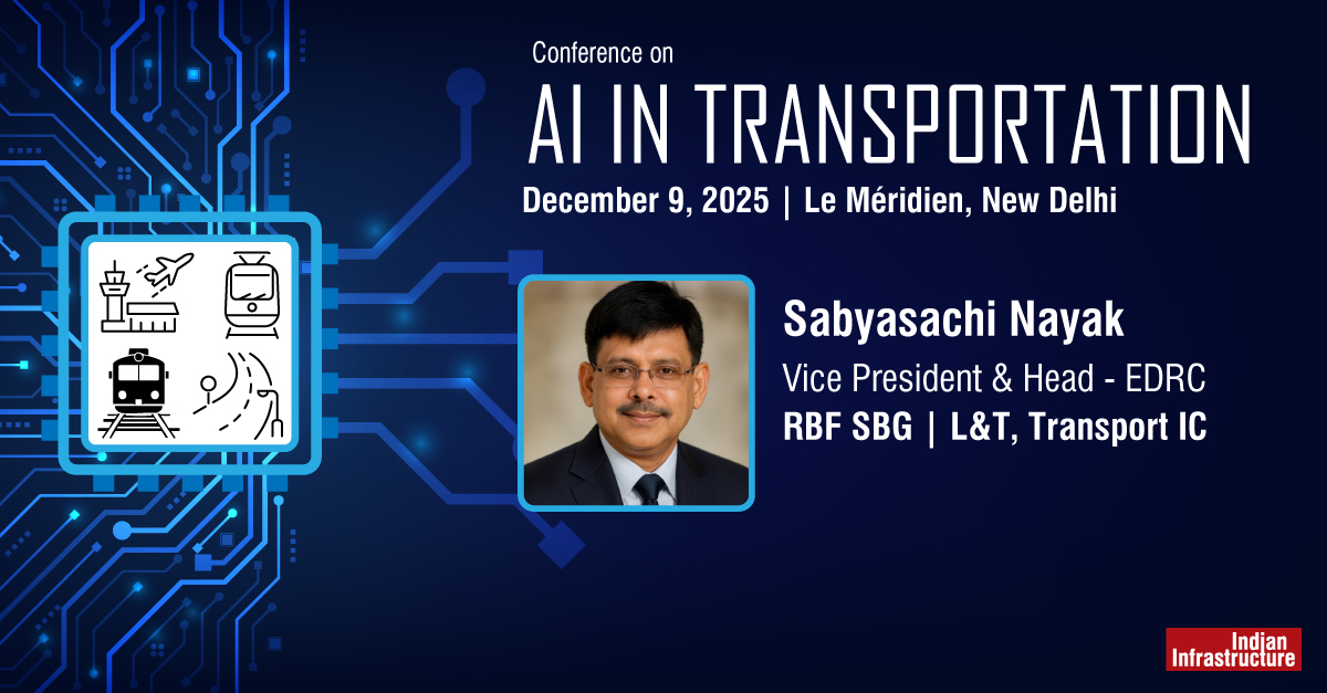 Indianinfra_mag's tweet image. Hear from Sabyasachi Nayak,VP &amp;amp; Head - EDRC, RBF SBG | @larsentoubro, Transport IC at our conference on AI in Transportation, being organised on December 9, 2025 at Le Méridien, New Delhi.

To register, visit: web.cvent.com/event/012c6f7c…

#AIinTransportation #SmartMobility
