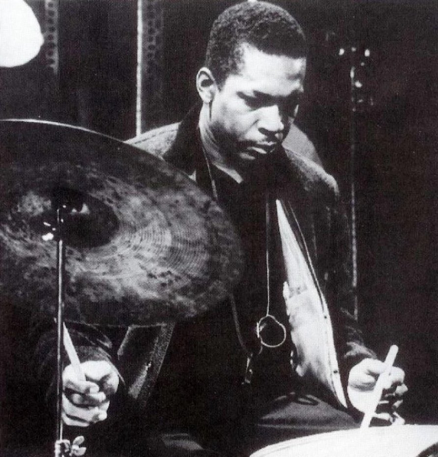 Rare photo of John Coltrane playing drums