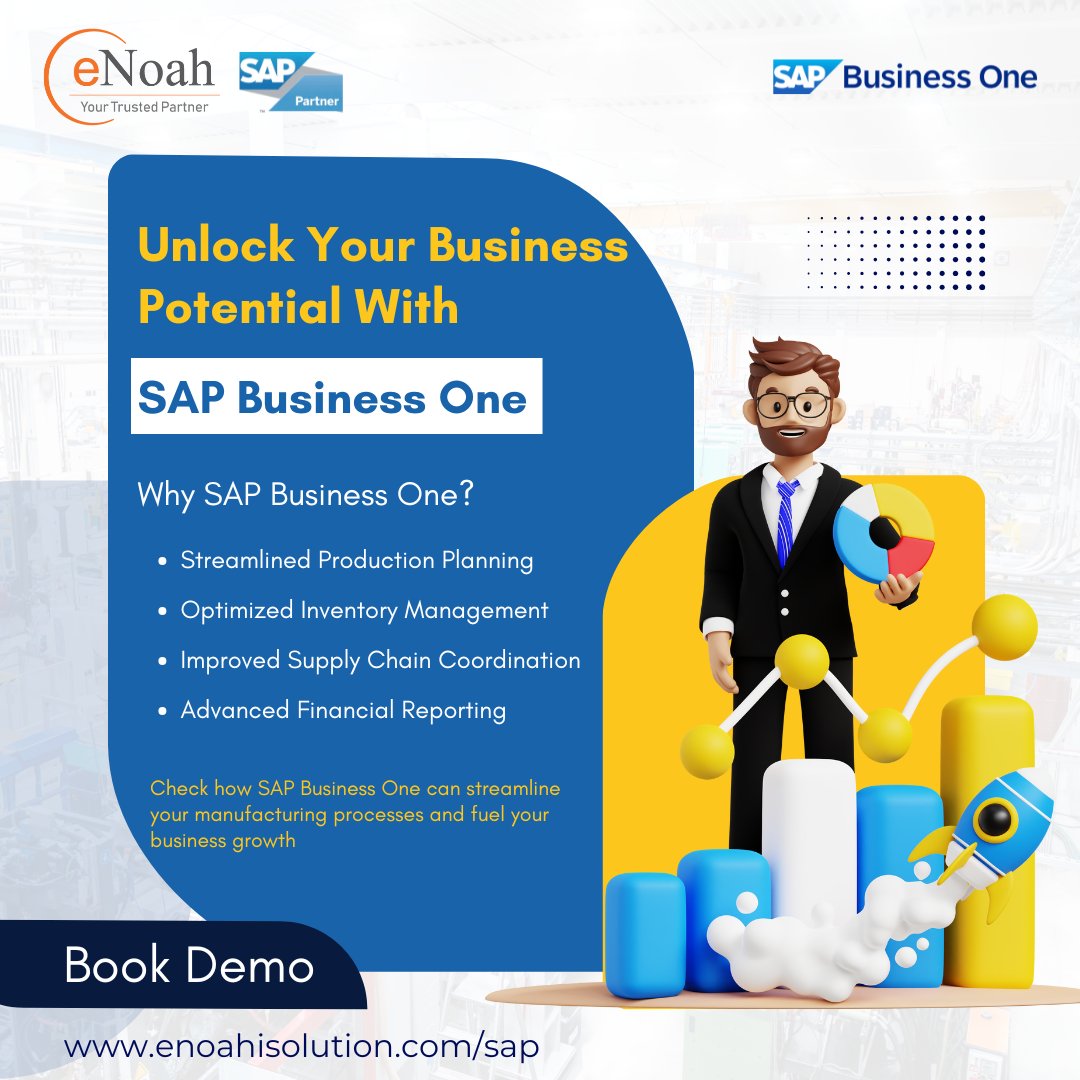 enoahisolution's tweet image. Unlock your business potential with #SAPBusinessOne! Streamline production, optimize inventory, and boost growth. Book Demo: bit.ly/3ME9oXW

#SAPB1 #ERP #ManufacturingExcellence #DigitalTransformation #SmartManufacturing #BusinessGrowth #eNoah