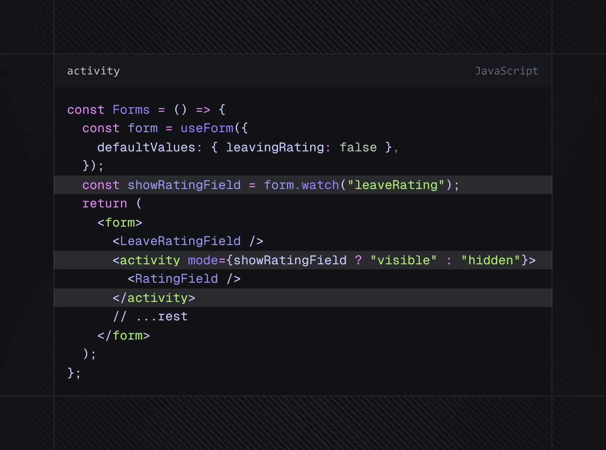 alibey_10's tweet image. A new pattern for showing dynamic form fields with React Activity component
