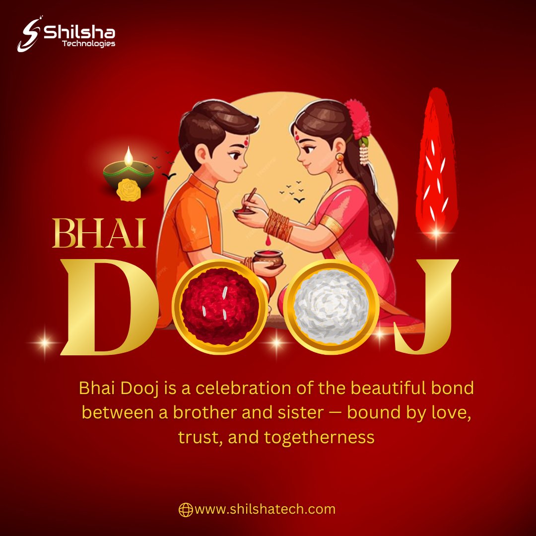 shilshatech's tweet photo. 💫 Happy Bhai Dooj💫

Celebrating the sacred bond of love, trust &amp; protection between brothers and sisters. 💖

Wishing everyone happiness, unity &amp; prosperity this Bhai Dooj! 🪔

#BhaiDooj #BhaiDooj2025 #ShilshaTechnologies #SiblingBond #TogetherWeGrow #FestivalOfLove https://t.co/6iyelC4v08