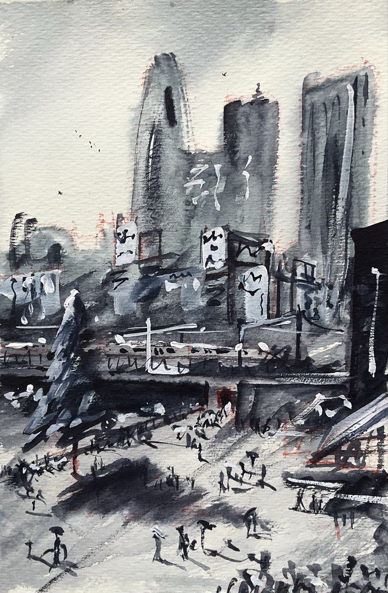 Sketch of some mighty skyscrapers in Shinjuku 
#pleinair #watercolor #Shinjuku