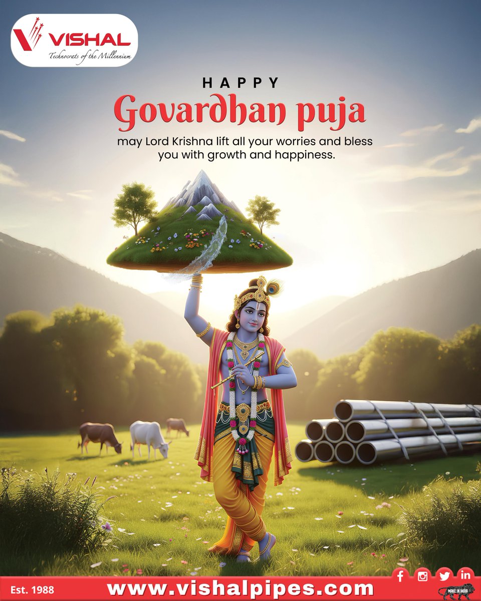ArcbigSolutions's tweet image. May Lord Krishna lift every challenge from your path and bless you with continuous growth, success, and happiness.
Vishal Pipes wishes you a prosperous and joyful Govardhan Puja!

#HappyGovardhanPuja #VishalPipes #KrishnaBlessings #FestivalOfFaith #StrengthAndGrowth