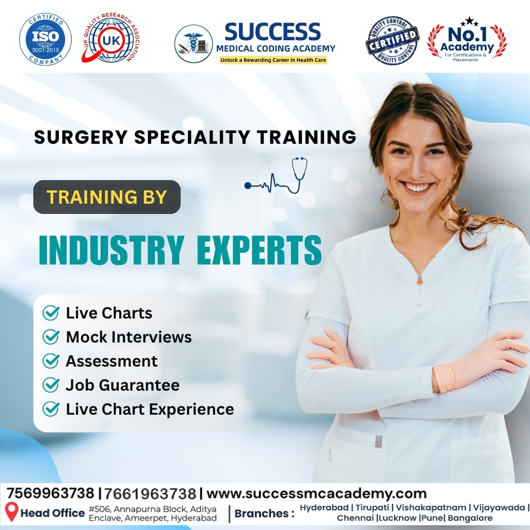 SuccessCoding's tweet image. At Success Medical Coding Academy, we empower aspiring coders with in-depth, hands-on training led by industry experts
Live Chart Practice, Mock Interviews ,Assessments & Feedback Job Guarantee ,Real-time Chart Experience
#CPC #MockInterviews #JobGuarantee #Ameerpet #HYD.
