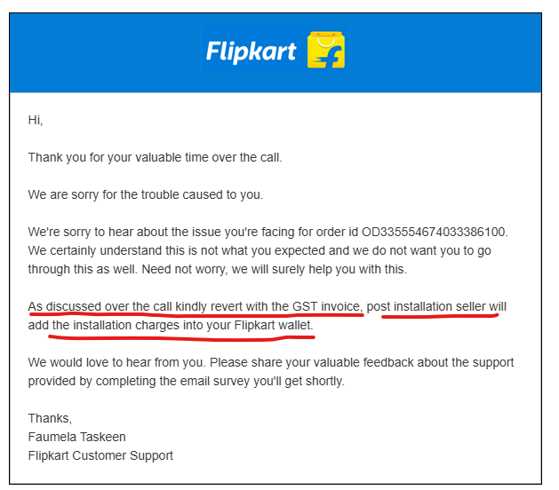 vijayklu's tweet photo. FAKE PROMISE from Flipkart #FlipkartScam 
@jagograhakjago @flipkartsupport @Flipkart 
I order a CC camera in Flipkart, with installation and but unable to install &amp; asked do installation by me and provide GST bill to refund, I got installed after, now not ready to pay. https://t.co/h8gjNju9Dw