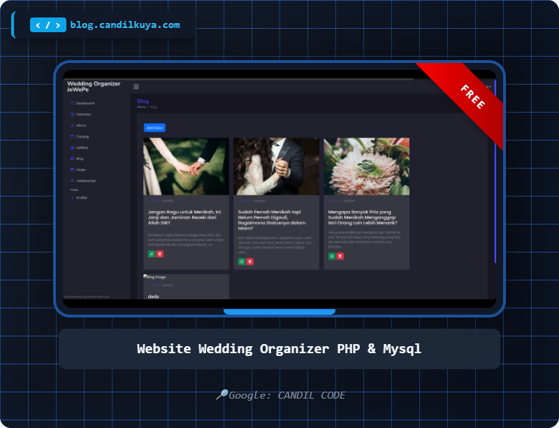 candil_kuya's tweet image. Source Code Aplikasi Website Wedding Organizer Berbasis Website PHP. Website ini dirancang untuk membantu pengguna dalam mengorganisir acara pernikahan dengan lebih mudah dan efisien.
#candilcode #candilkuya