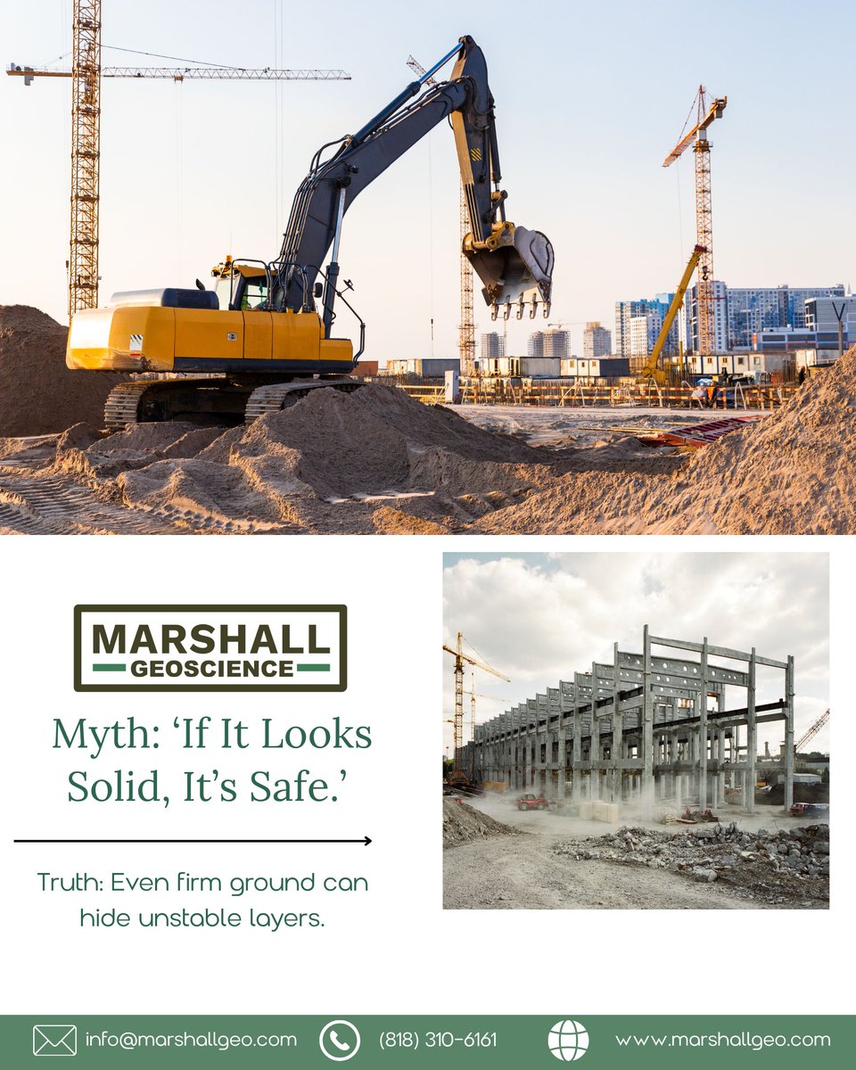 MarshallGeoSc's tweet image. Visual inspection 👀 can’t replace geotechnical expertise .
Our advanced analysis 🔬 detects instability before it becomes damage! 
#marshallgeoscience #geotechnicalengineering #soilanalysis #constructioninspection
marshallgeo.com
(818) 310-6161
 info@marshallgeo.com