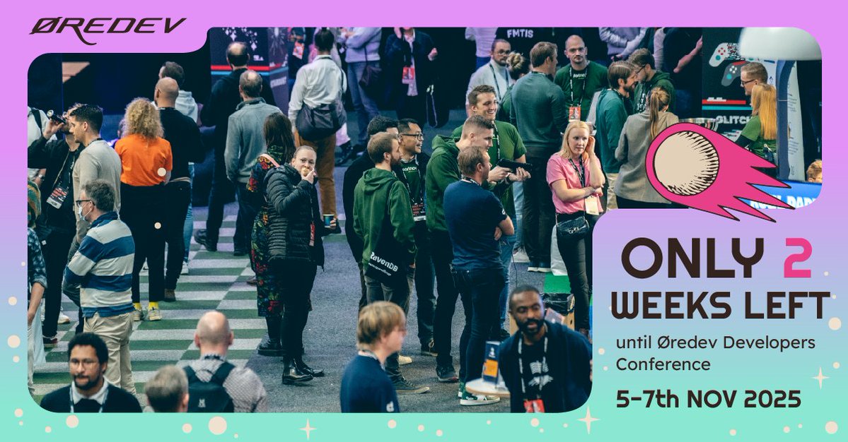 oredev's tweet image. ⏳ Two weeks to go!
Soon, Malmö turns into the epicenter of tech, creativity, and connection ⚡️
Have you built your Øredev plan yet?
🚀 120+ sessions
👽 Global speakers
💡 Endless inspiration
Grab your ticket 👉 oredev.org/tickets