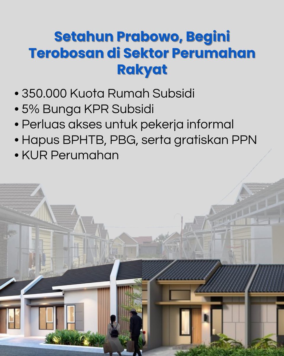 program rumah pemerintah yang dipimpin presiden prabowo tidak hanya membangun rumah, tapi juga menciptakan komunitas yang sejahtera dan harmonis Rumah Untuk Semua ini bagus program nya .