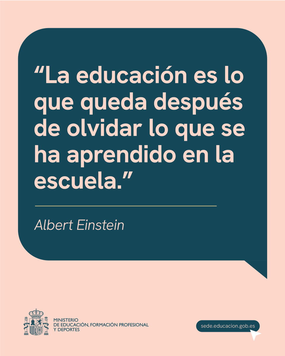 educaciongob's tweet image. 💭 Como decía Albert Einstein: “La educación es lo que queda después de olvidar lo aprendido en la escuela.” Desde el Ministerio de Educación apostamos por un aprendizaje que trasciende la memoria: comprender, crear y conectar saberes con la vida. #Educación #AlbertEinstein