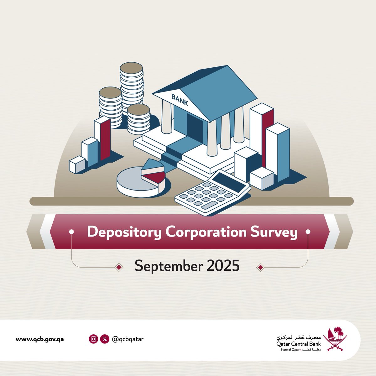 مصرف قطر المركزي يصدر مسح مؤسسات الإيداع (البنوك التجارية) لشهر سبتمبر 2025، لمزيد من التفاصيل يرجى زيارة الموقع الإلكتروني لمصرف قطر المركزي.
#مصرف_قطر_المركزي