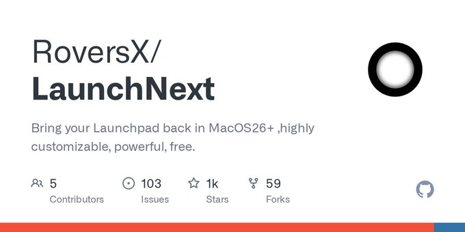 steven12c's tweet image. 折磨人的 Mac OS 启动台,
自从升级 Mac OS maTnoe 26 ,启动台变成了小窗口,
打开app ,需要好几步才能调用出来,很不方便也不好用.
下面的第三方的启动台,可以缓解你的焦虑
github.com/RoversX/Launch…
安装到拖到docker 栏,熟悉的启动台又回来了