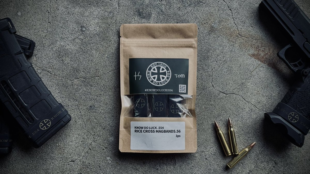 KNOWDOLUCK554's tweet image. #メチャサバ2025 商品紹介❗️
定番のKNOW DO LUCK .554から、

&quot;RICE CROSSMAGBAND 5.56 3ps&quot;
￥1000

どんな装備でもスッと引き立て、
どんなマガジンもグッとクールに、
どんな銃もシブくキマるッ👍

老若男女も好みも超えて使える、KNOW DO LUCK .554の真骨頂なアイテムのひとつ‼️