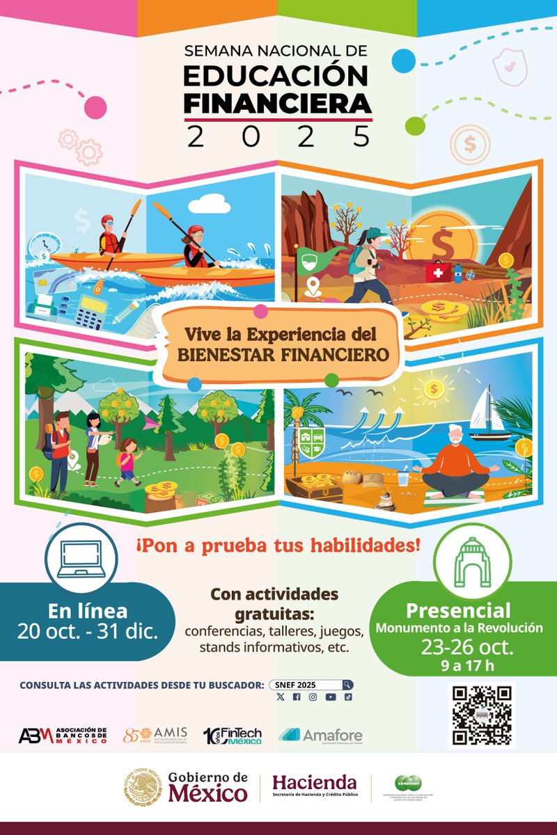 En la #SNEF2025 aprende a tomar el control de tu dinero y a construir seguridad financiera.
Tes esperamos 𝗲𝗻 𝗲𝗹 𝗠𝗼𝗻𝘂𝗺𝗲𝗻𝘁𝗼 a la Revolución o en línea 👉 bit.ly/rscssnef2025
✨¡Vive la experiencia del 𝗯𝗶𝗲𝗻𝗲𝘀𝘁𝗮𝗿 𝗳𝗶𝗻𝗮𝗻𝗰𝗶𝗲𝗿𝗼!
 #FinanzasPersonales
