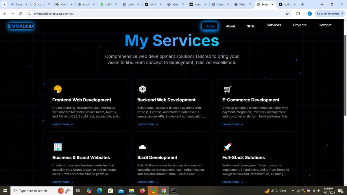 emmadrid_'s tweet image. I really love how my portfolio website is looking. Here’s one of the pages
Hire me today for your web development gigs…