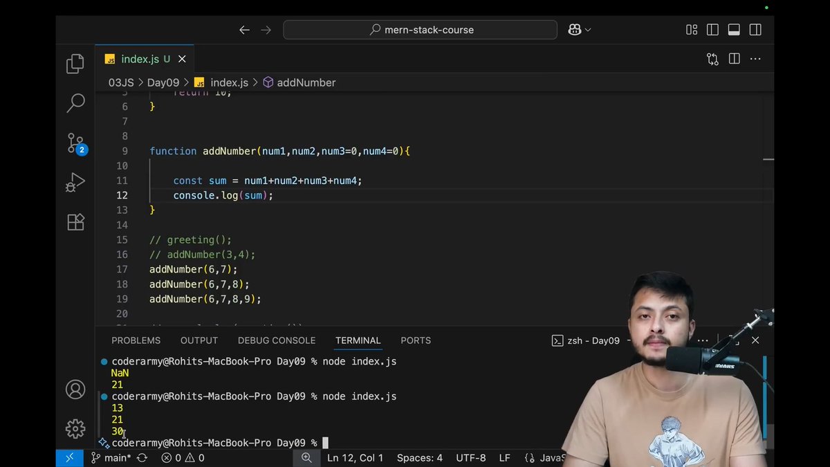 Soham__Chauhan's tweet image. #Day24 Web development with
Rohit Negi Sir
Day 24 Complete....
Today Topics... 👇
✨What is a Function?
✨The concept of Hoisting.
✨Arrow Functions (=).
✨Rest Parameters (...).
✨Function Callback.
#rohitnegi #coderArmy #mernstack #WebDevelopment #DefenseChallenge