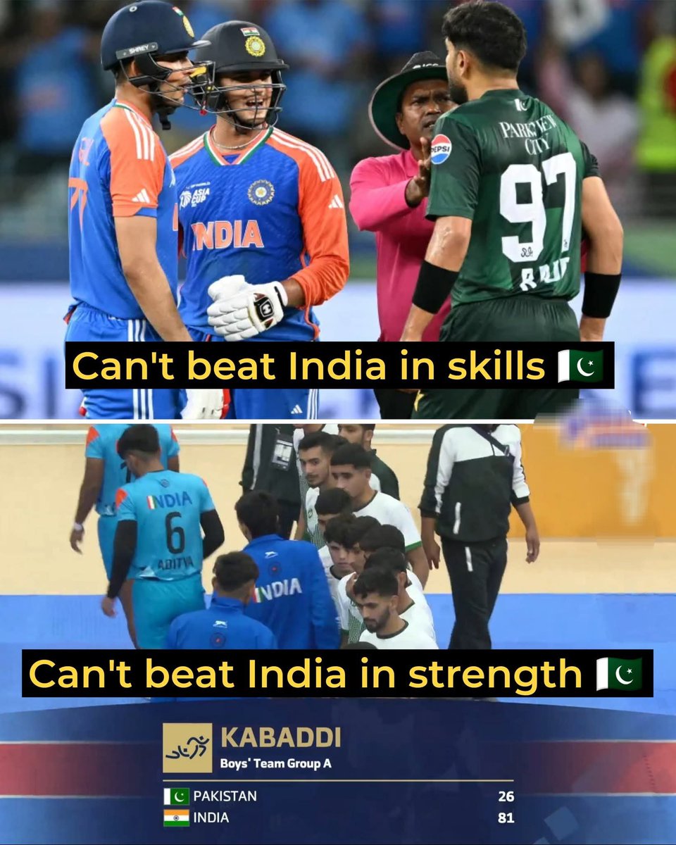 RealWahidaAFG's tweet image. After 3-0 in Asia Cup, India also defeated Pakistan in Kabbadi.