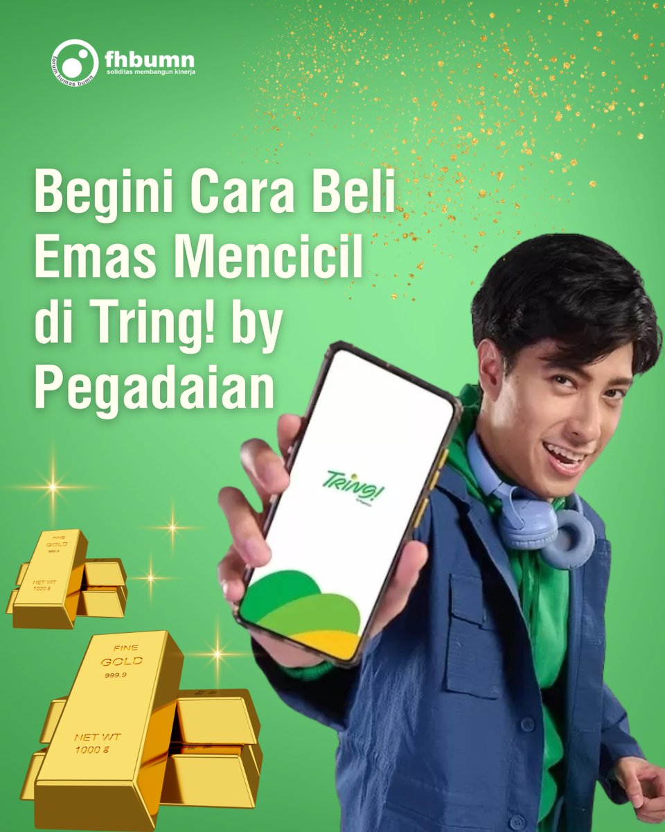 ForHumBUMN's tweet image. Pegadaian memperkenalkan pembaruan fitur “Cicil Emas” di aplikasi Tring! by Pegadaian, yang memungkinkan pengguna memiliki emas batangan 24 karat dengan cicilan ringan dan proses serba digital.