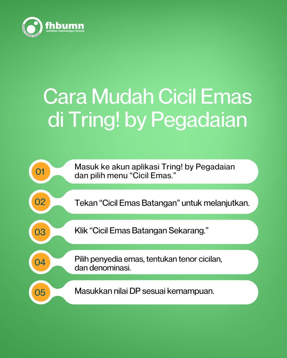 ForHumBUMN's tweet image. Pegadaian memperkenalkan pembaruan fitur “Cicil Emas” di aplikasi Tring! by Pegadaian, yang memungkinkan pengguna memiliki emas batangan 24 karat dengan cicilan ringan dan proses serba digital.