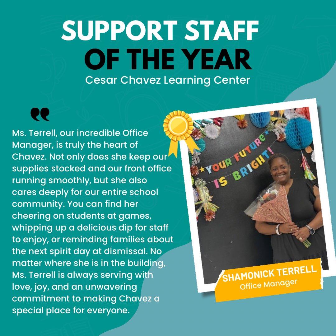 Ms. Terrell is the Aspire Award winner this year. While her title is office manager, she does far more for our school community!! <a href="/DISDCelebrates/">Follow us @DallasISDatWork</a> <a href="/JuanCordobaDISD/">NorthDallasVT</a> <a href="/Region6_DISD/">Dallas ISD ~ Region VI</a>