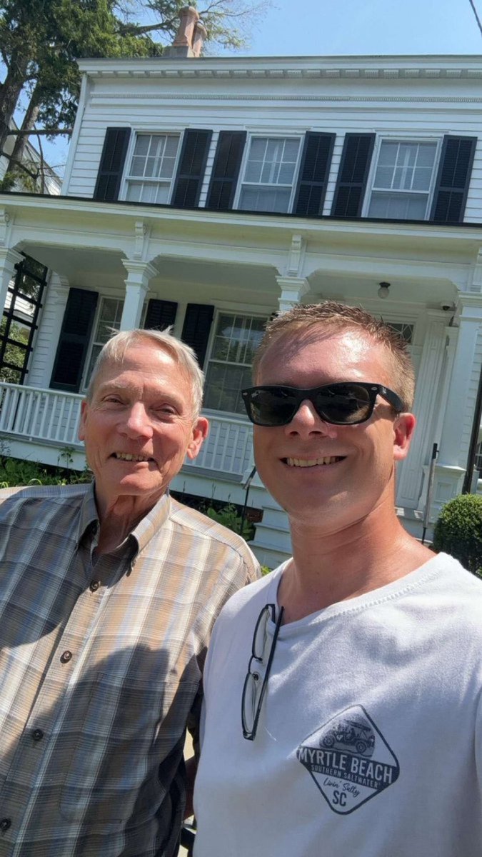 ChrisMartzWX's tweet photo. I’m super stoked that @JoeRogan got to talk with Drs. William Happer and Richard Lindzen about climate change and energy policy.

Dr. Happer is a good friend of mine. 

We took this photo last summer in front of Albert Einstein’s house. https://t.co/qMJhJm20bs
