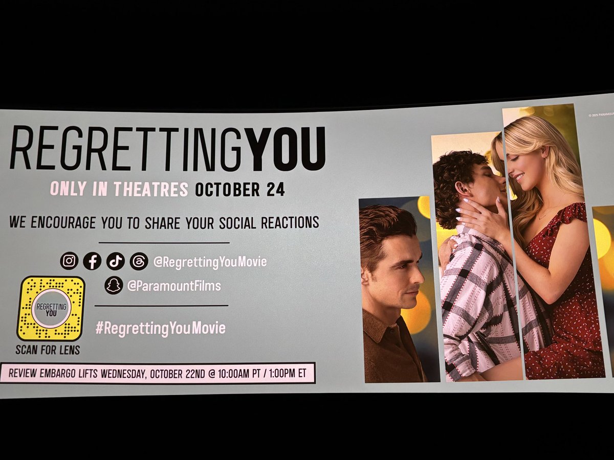 Tonight’s screening, based on a book by Colleen Hoover, Regretting You. #RegrettingYouMovie