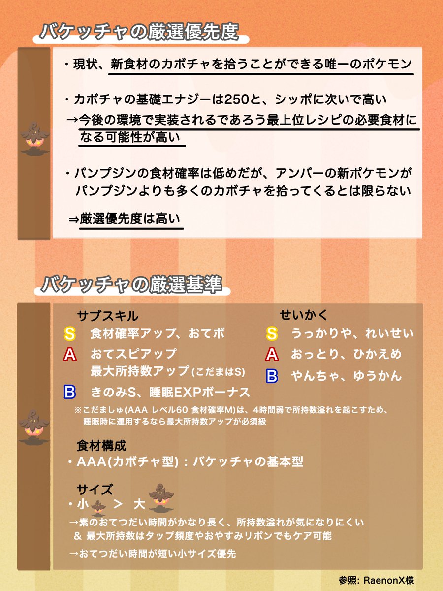 koiki_pokesle's tweet photo. バケッチャ・パンプジンの厳選基準メモ(修正版)
#こいきメモ https://t.co/YUnHuX9NvM