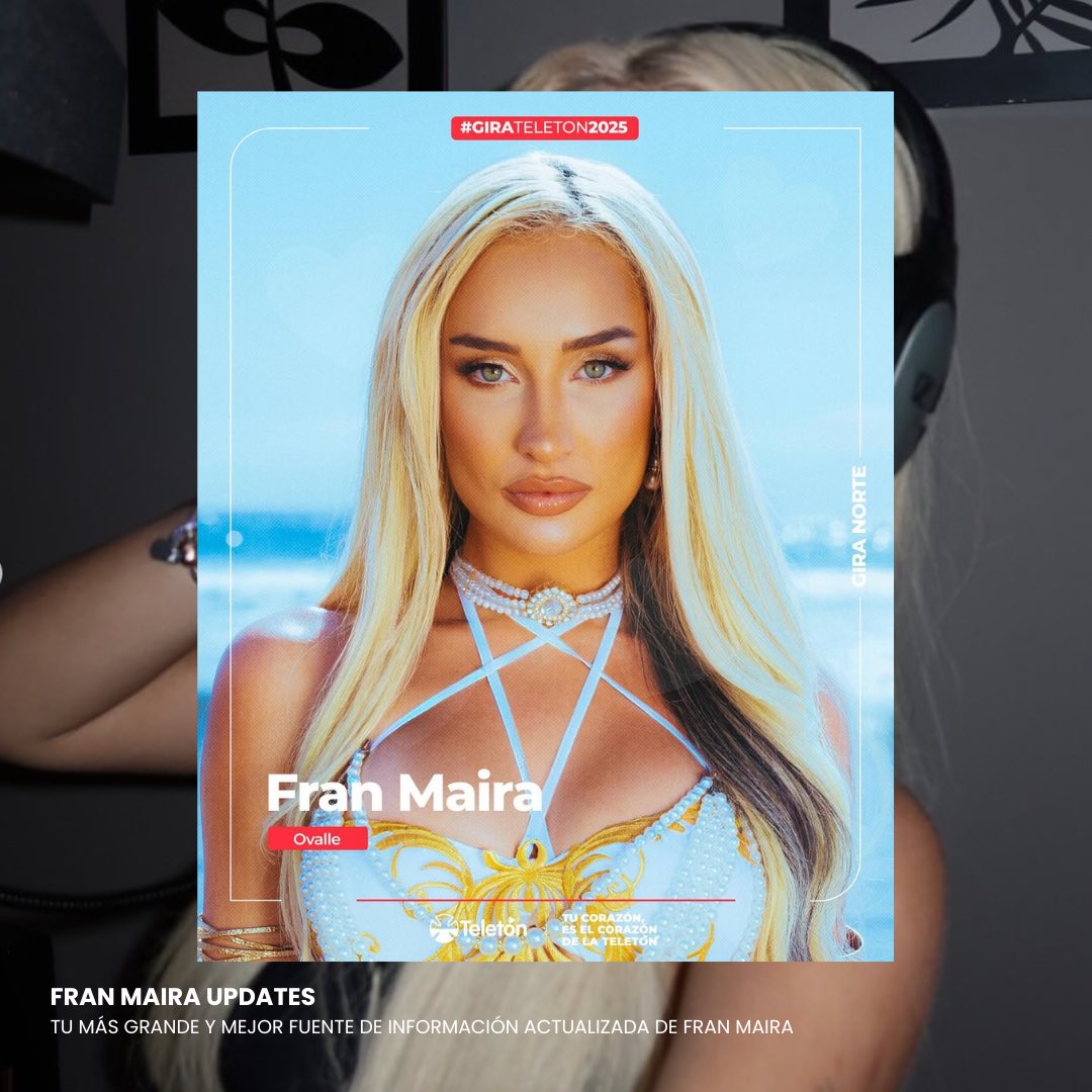 🚨Fran Maira estará presente en la gira de la Teletón, este 8 de noviembre junto a Katteyes, Nico Ruiz, entre otros. En la Plaza de Armas de Ovalle