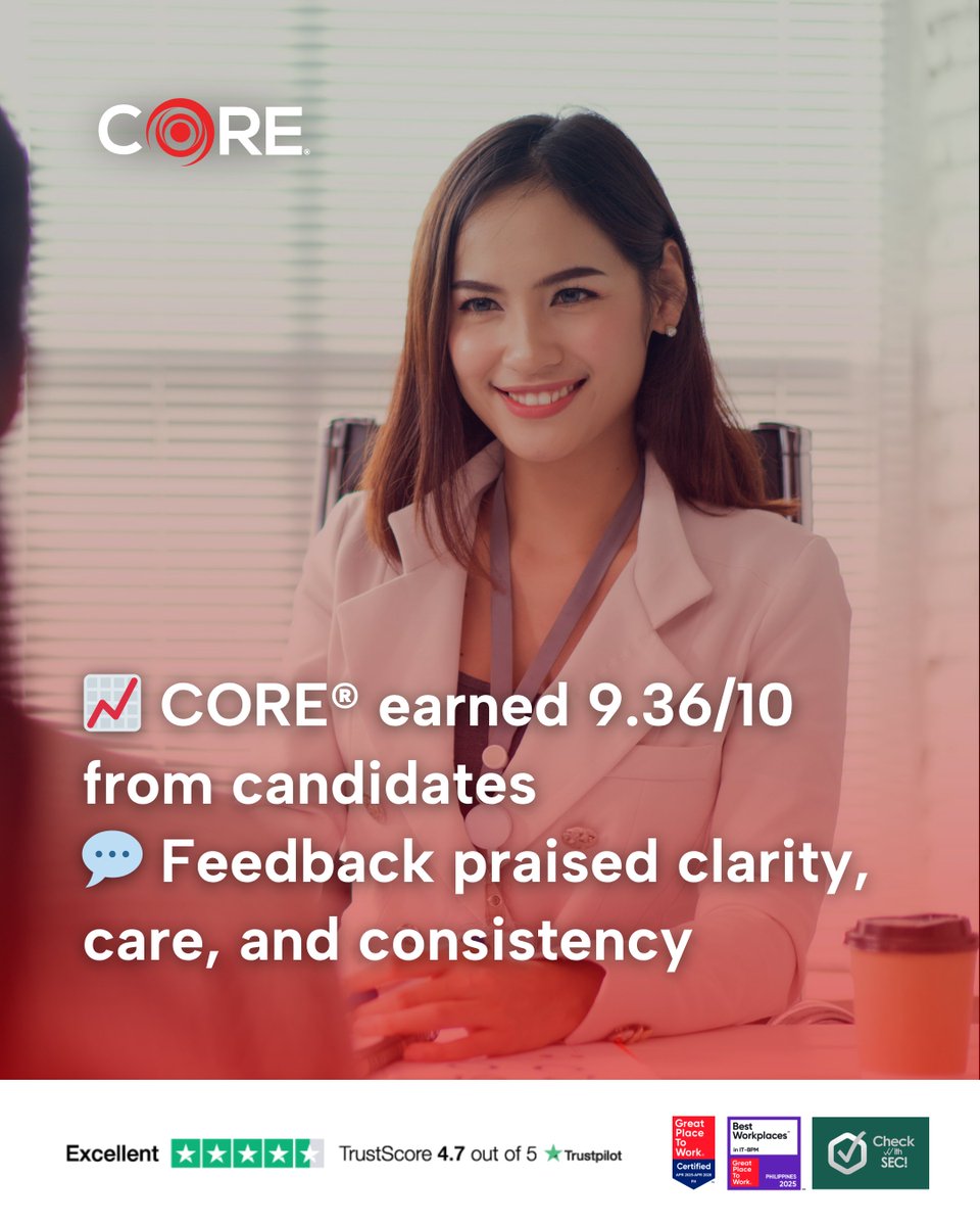 onecoredevit's tweet image. We asked. Candidates answered. 9.36/10 for a process that values clarity, care, and consistency. That’s what people-first hiring looks like.

Full Story:
onecoredevit.com/news-and-insig…

#OneCoreDevIT #CORESolutions #CORECaseStudy #Insights #BPO #Outsourcing