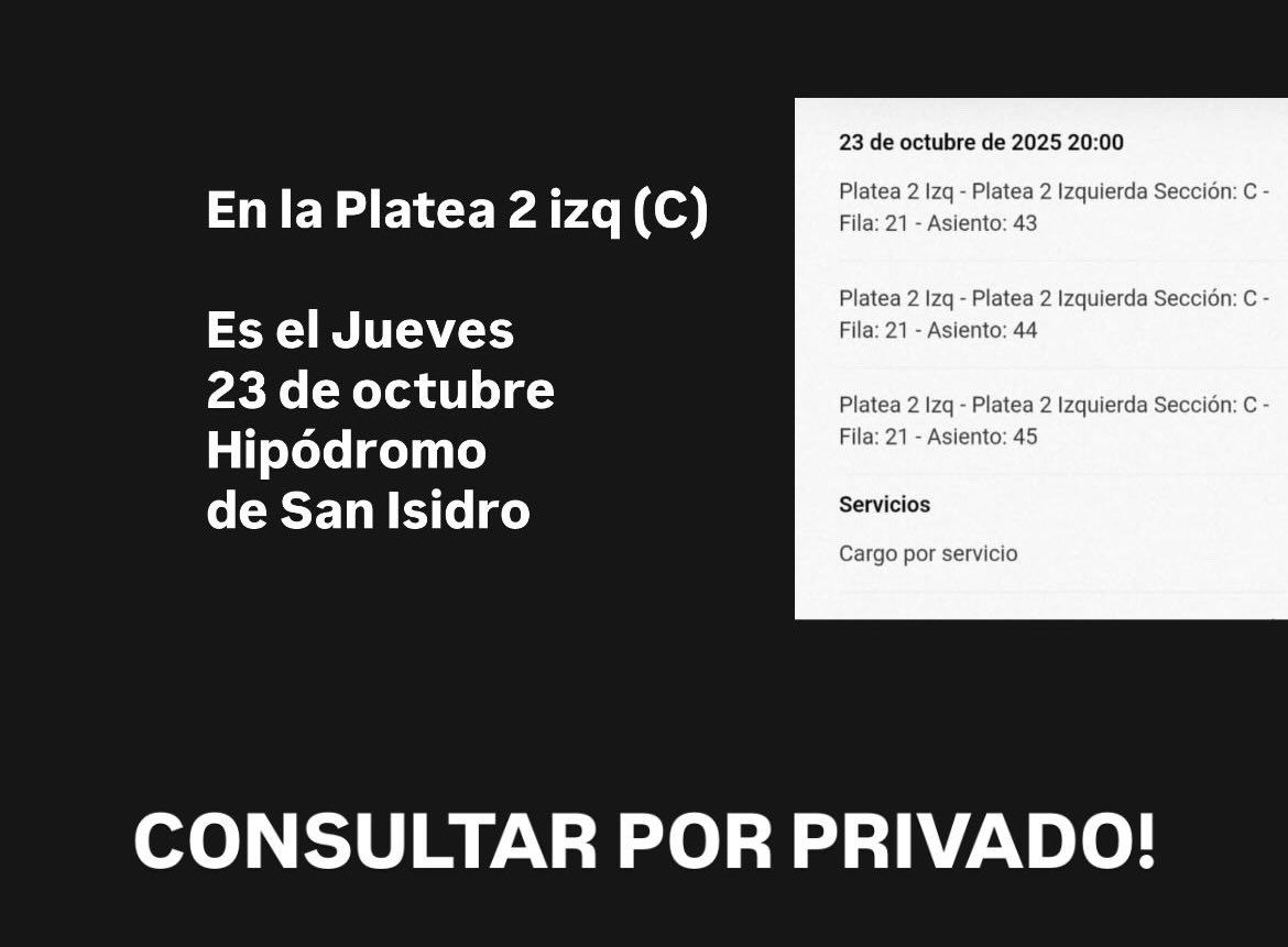 Vendo 3 entradas para IMAGINE DRAGONS para este jueves

Las vendo más baratas de lo que las compré porque no puedo ir, consulten cualquier duda!