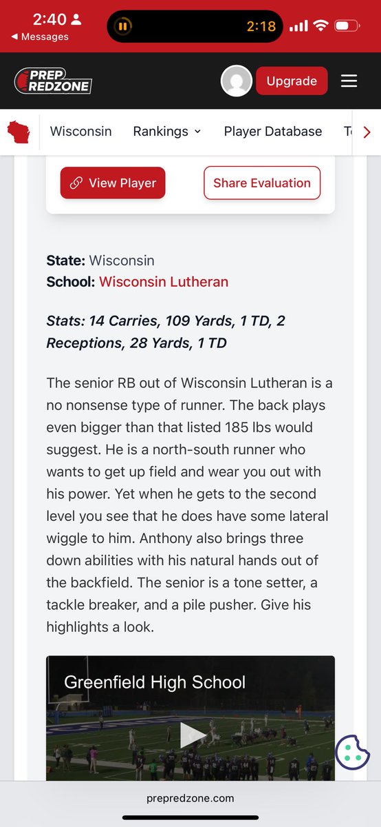 I am so grateful for the write up🔥 It’s nice seeing my hard work not going unnoticed‼️I’m ready to rock and roll for the first one of playoffs ⭐️ 
<a href="/PrepRedzoneWI/">Prep Redzone Wisconsin</a> <a href="/MJ_NFLDraft/">Mark Johnson</a> 
#FLST