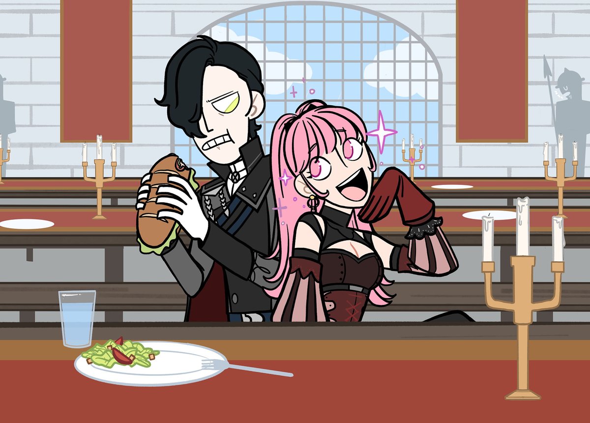 Chupiicho's tweet photo. Don't ask me how this golden route works cause I don't know 😅! But for the sake of ferdibert comedy imagine one where Hilda tries befriending Hubert to get him to tell why he makes goo goo eyes at Ferdinand now. https://t.co/eWEHWKT5Pf