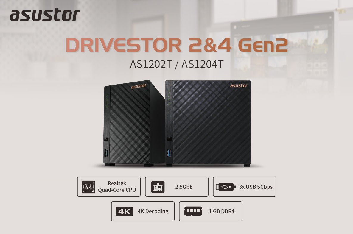 ASUSTORJapan's tweet image. 🚀ASUSTORから新モデル情報公開！

Drivestor Gen2 シリーズ登場！
2.5GbE対応で高速転送、4Kデコードにも対応🔥 

個人・家庭向けに快適なストレージ体験を実現！
詳細はこちら！
asustor.com/ja/product?p_i…
asustor.com/ja/product?p_i…

#ASUSTOR #アサスター #NAS #バックアップ #ストレージ #4K #IT