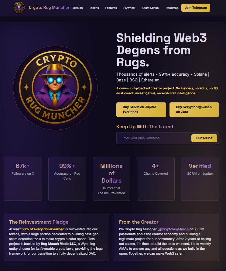 Crypto Rug Muncher (@cryptorugmunch) on Twitter photo 🕵️♂️ $CRM — $cryptorugmunch
Final Preview: Main Page Nearly Complete 🪄
After a long day in the trenches building, the $CRM - $cryptorugmunch site is almost locked and loaded. Polished. Optimized. Packed with sly detective energy.
The launch could drop any time now. Are you 🕵️♂️ $CRM — $cryptorugmunch
Final Preview: Main Page Nearly Complete 🪄
After a long day in the trenches building, the $CRM - $cryptorugmunch site is almost locked and loaded. Polished. Optimized. Packed with sly detective energy.
The launch could drop any time now. Are you