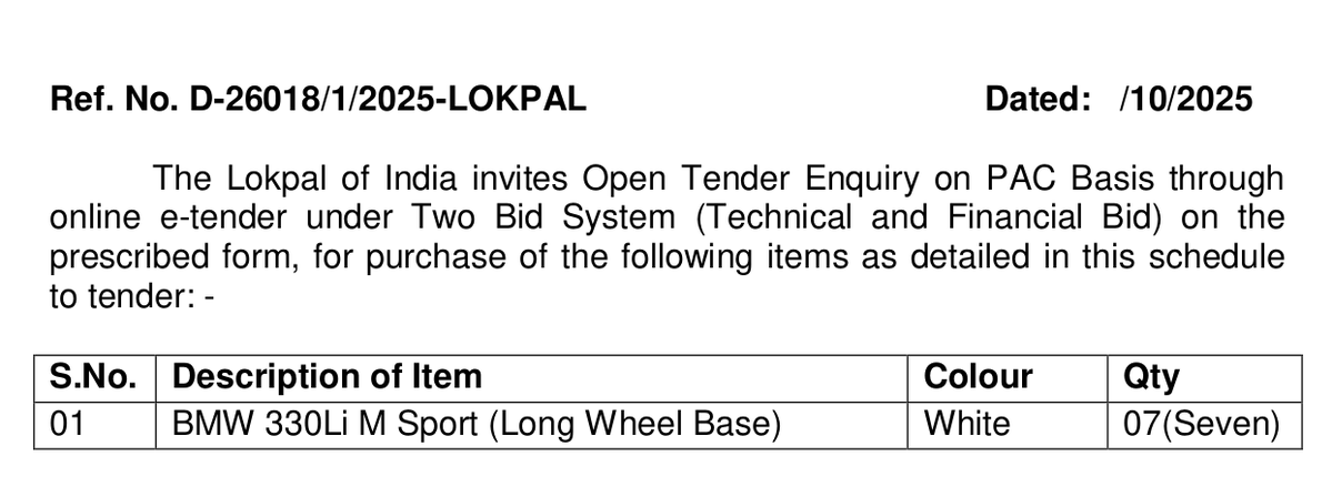 iamkrishradha's tweet image. Day 21. I will post this till I get a reply. 3 weeks now since we started talking about corrupt and incapable government babus. Yesterday - Lokpal - The anti corrpution ombudsman organisation - of the Republic of India ordered 7 BMW Sport variants, each costing 70 lakh.
Why…