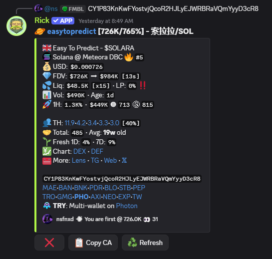 WeFmbl's tweet photo. Caught some Chinese letters on Solana

#索拉拉 726k -> 27.1m (37x)

CY1P83KnKwFYostvjQcoR2HJLyEJWRBRaVQmYyyD3cR8 https://t.co/P4EZX3ovIh
