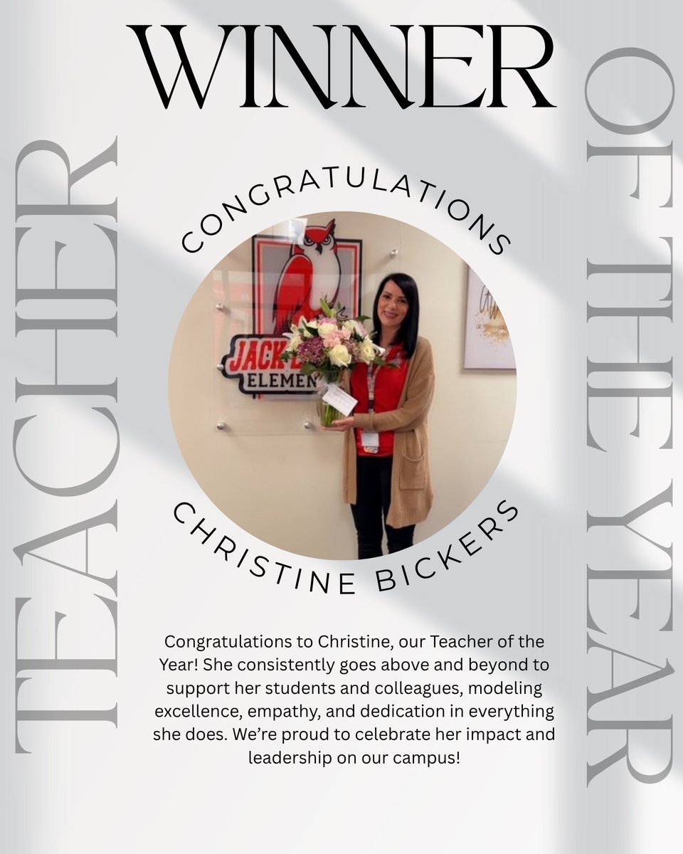 JackLoweSrES's tweet image. Congratulations to our Teacher of the Year, Christine! Your passion and dedication help our students soar to new heights everyday. Thank you for helping Jack Lowe take flight! ✈️ @SPEDTEACHDISD @SHARDEECRYSTAL @N_Bernardino @Region5_DISD