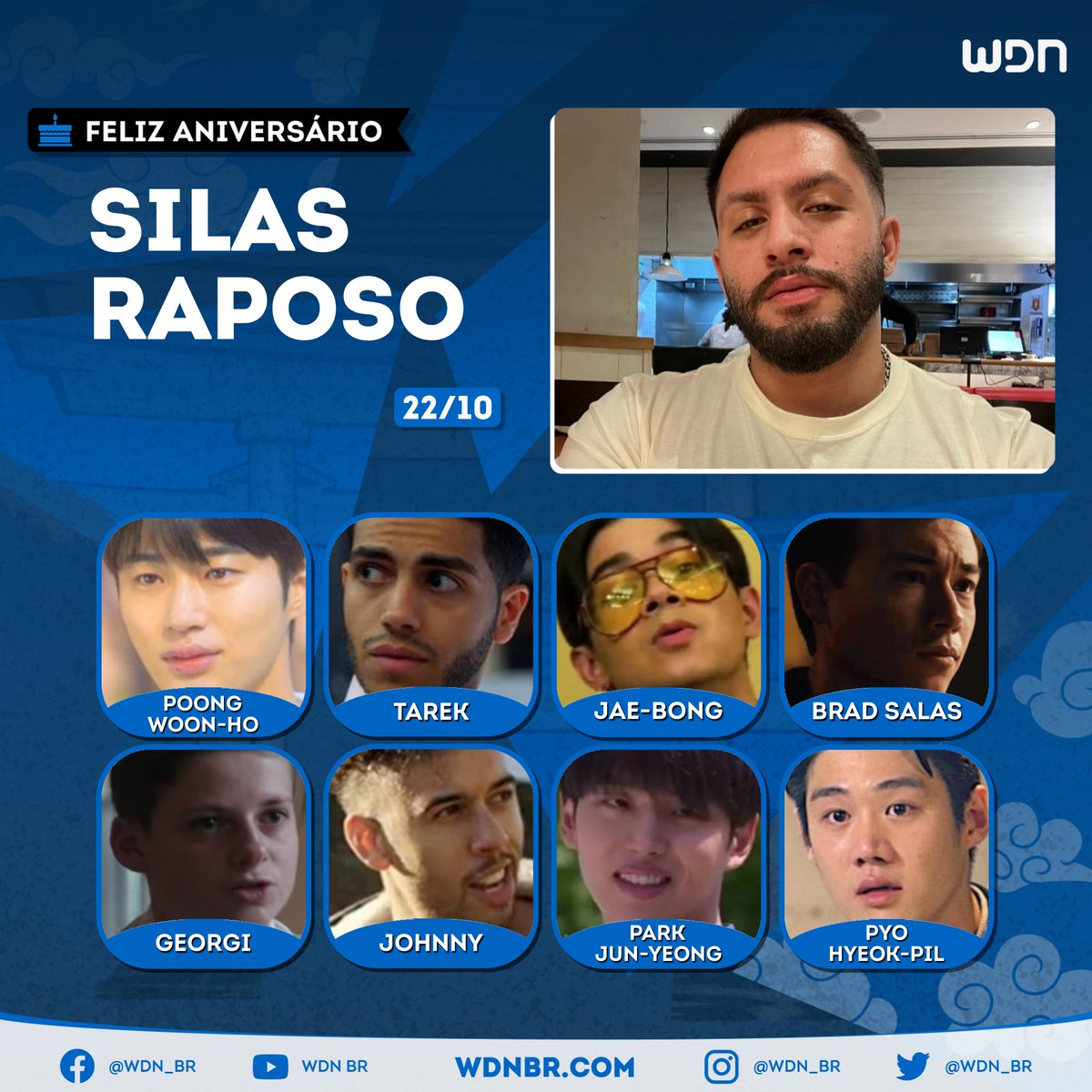 Voz do Poong Woon-Ho em Garota do Século 20 e do Tarek Kassar em Jack Ryan, hoje é aniversário do incrível dublador Silas Raposo! Desejamos um dia cheio de comemorações e muito sucesso para esse ótimo ator de voz! 🎊🎁🥳🎂