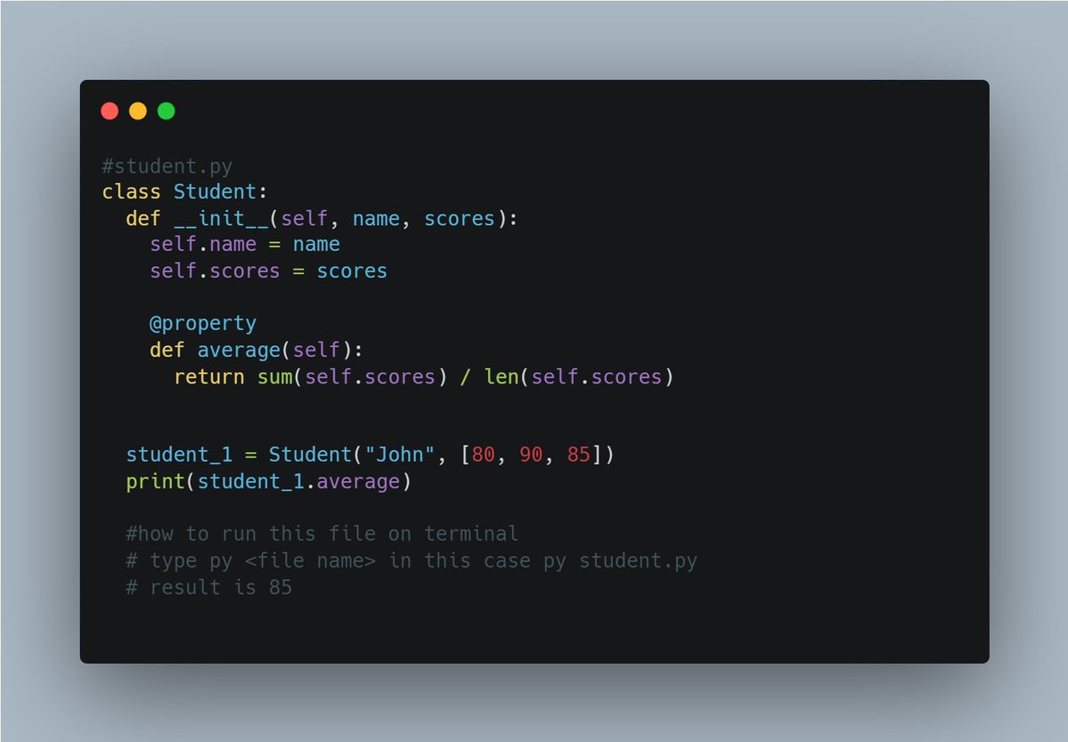 SamsonTheCoder's tweet image. Day 4/12 My Favourite Python Class Trick
OOP in python doesn't have to be boring.
Here's one class trick I love 👇
#buildinginpublic #pythonoop