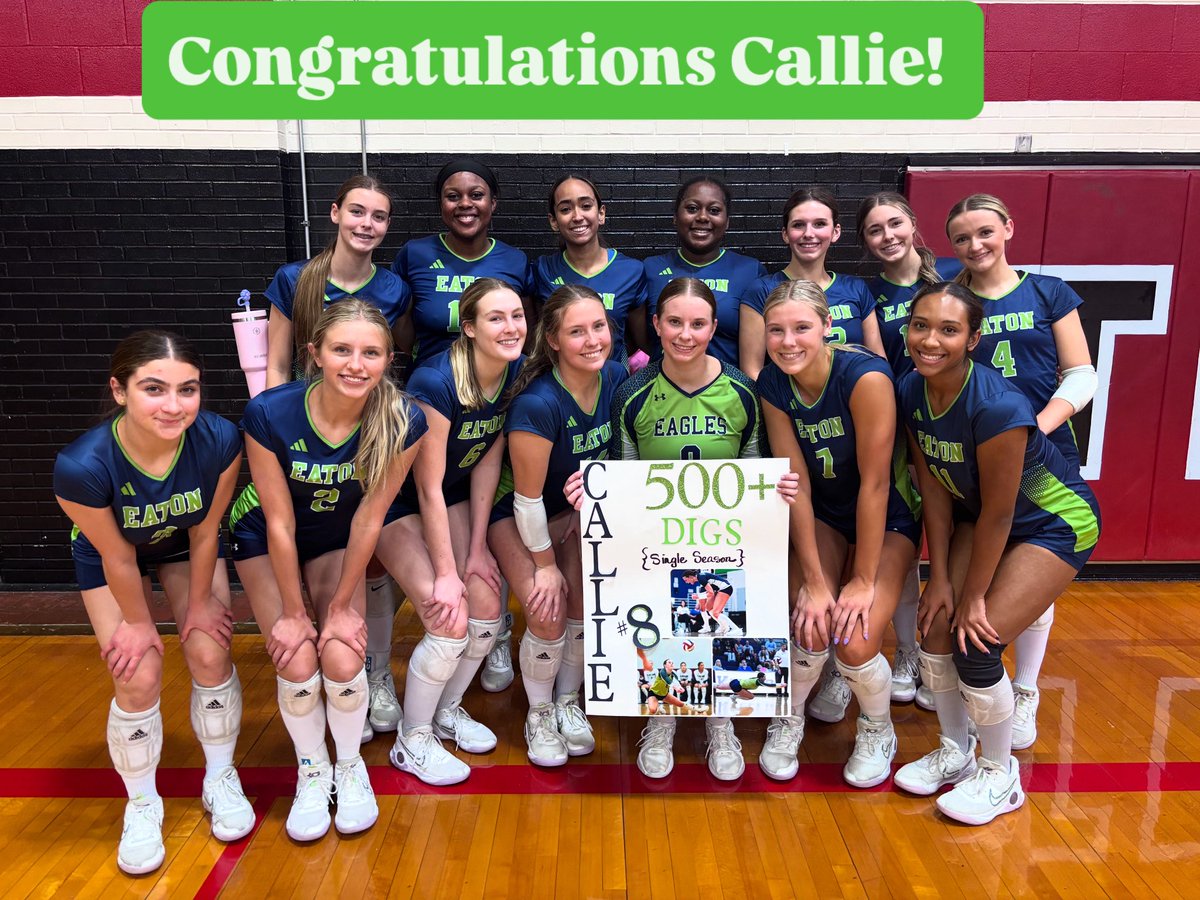 EatonEagleVB's tweet image. Congratulations Callie on surpassing 500 digs this season!  💚🦅🏐#gettingitdone💪