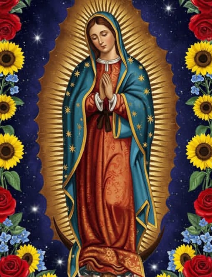 ✝️ Dios te salve, María, 
llena eres de gracia;
el Señor es contigo.
Bendita Tú eres 
entre todas las mujeres,
y bendito es el fruto de tu vientre, Jesús. 

Santa María, Madre de Dios,
ruega por nosotros, pecadores,
ahora y en la hora de nuestra muerte. Amén 🙏