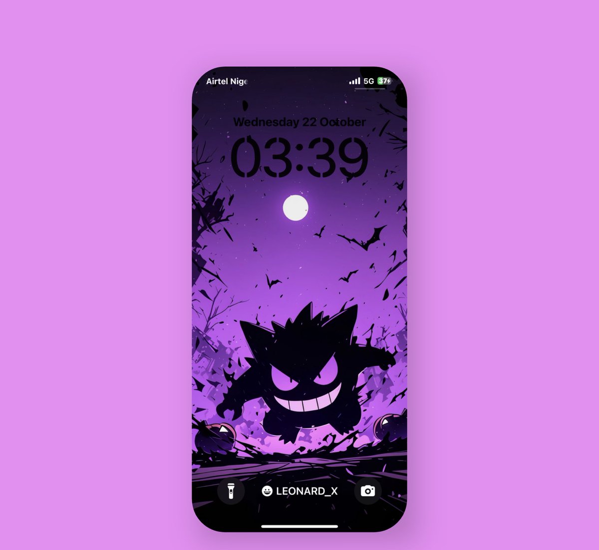 Leonard18_X's tweet image. &quot;Gengar haunts the midnight moon 🌙 #PokemonArt #SpookyVibes&quot; load 4k